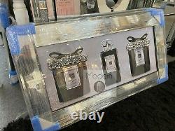 Black and white 3D perfume picture with mirrored frame, designer perfume pic