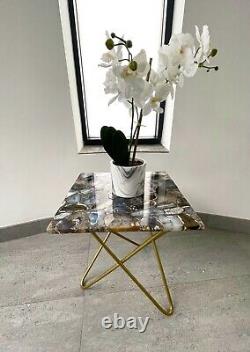 Blue / Black Agate Semi Precious Stone Table, Contemporary / Designer / Luxury