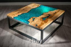 Blue Resin Epoxy Table Resin Coffee Table, Side Table Handmade Table Top Décor