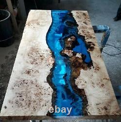 Blue Unique Resin River Dining Cocktail Center Table Top Acacia Luxury Live Arts