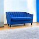 Blue Velvet Accent 2 Seat Chairs Velvet Tub Chair Contemporary Living Room Sofa