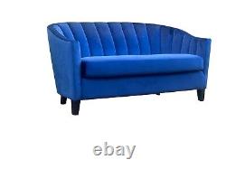 Blue Velvet Accent 2 Seat Chairs Velvet Tub Chair Contemporary Living Room Sofa