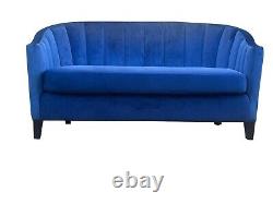 Blue Velvet Accent 2 Seat Chairs Velvet Tub Chair Contemporary Living Room Sofa