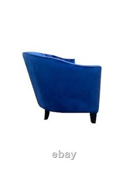 Blue Velvet Accent 2 Seat Chairs Velvet Tub Chair Contemporary Living Room Sofa