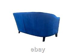 Blue Velvet Accent 2 Seat Chairs Velvet Tub Chair Contemporary Living Room Sofa