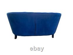 Blue Velvet Accent 2 Seat Chairs Velvet Tub Chair Contemporary Living Room Sofa