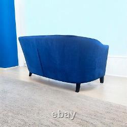 Blue Velvet Accent 2 Seat Chairs Velvet Tub Chair Contemporary Living Room Sofa