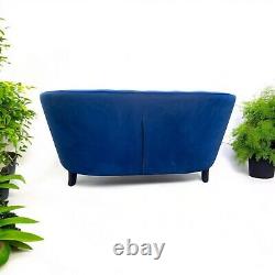 Blue Velvet Accent 2 Seat Chairs Velvet Tub Chair Contemporary Living Room Sofa