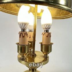 Bouillotte Student Triple Faux Candle Light Table Lamp Art Deco Style Brass VTG
