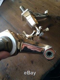 Brass Art Deco Bath Taps Old Heavy Weight Quality Taps Reclaimed Refurbished
