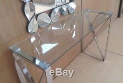 Bude Large Clear Glass & Mirrored Console Table Dressing Table Width 120cm