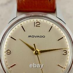 C. 1960 Vintage NOS Movado Calatrava ref. 38302 watch in steel withbox & tags