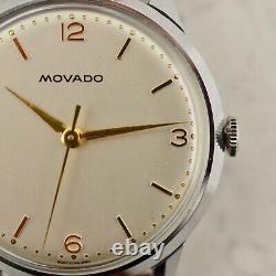 C. 1960 Vintage NOS Movado Calatrava ref. 38302 watch in steel withbox & tags