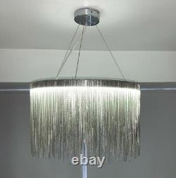 CGC Chrome Silver Waterfall Chandelier LED Large Pendant Light Ceiling Lamp Tier