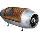 Canape Style Art Deco Aviator Reacteur D'avion En Cuir Aluminium Rivete Sofa