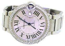 Cartier Ballon Bleu 3001 SS 2.0CTW VS diamond bezel 42mm automatic men's watch
