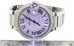 Cartier Ballon Bleu 3001 SS 2.0CTW VS diamond bezel 42mm automatic men's watch