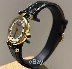 Cartier Must VLC SM Ladies Watch On Black Strap With Trinity Colour Dial
