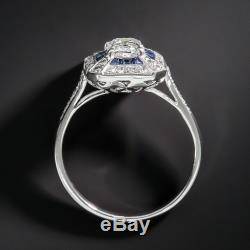 Certified 1.70Ct Emerald-Cut Art Deco Style Sapphire Engagement Ring In14K Gold
