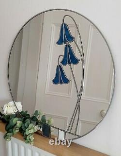 Circular Bluebell Mackintosh Style Stained Glass Effect Mirror Made in the UK