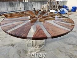 Clear Epoxy Resin Dining Table Top Handmade Live Edge Natural Wood Countertops