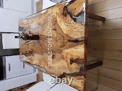 Clear Epoxy Resin Dining Table Wooden Walnut Custom Made Handmade Furniture Deco