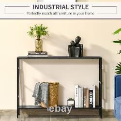 Console Table 2 Shelves MDF Steel Frame in Art Deco Square Style 76x106cm