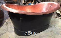 Copper Basin Bathtub black Exterior-Sink Handmade Antique-Bath Hand Hammered