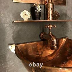 Copper Bathroom sink -Copper wall mounte Sink-unique Hammered sink