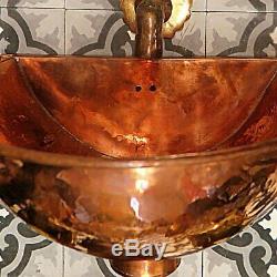 Copper bathroom red basin wall Antique Hammered-Vintage vessel sink Handmade