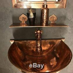 Copper bathroom red basin wall Antique Hammered-Vintage vessel sink Handmade
