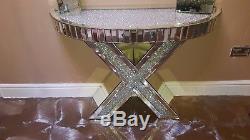Crushed Diamond Mirrored Beddazling Console and Coffee Tables