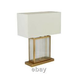 Cubis Table Lamp Modern Art Deco Style in Satin Bras and Glass with Velvet Shade