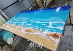 Custom Made Ocean Epoxy Dining Table Conference Office Meeting Desk Hallway Deco