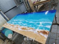 Custom Made Ocean Epoxy Dining Table Conference Office Meeting Desk Hallway Deco