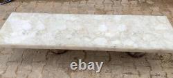 Custom Made White Agate Dining Table Top Handmade Kitchen Slab Countertop Decors
