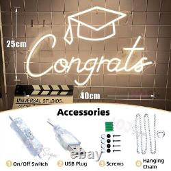 Custom made white congrats congratulations graduation neon Sign LED party Light