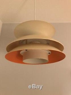 Danish Mid Century Multi Tiered Ceiling Lamp With Orange Interior, Denmark 1970s