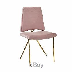 Dining Chairs Soft Velvet Blush Pink Gold Brass Leg Chair For Dressing Table