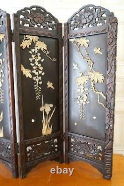 Divine Antique Chinese Black Lacquer And Jade Room Divider Salesman Example