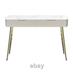 Dressing Table Grey Marble Top with 2 Drawers Bronze Legs Art Deco Style