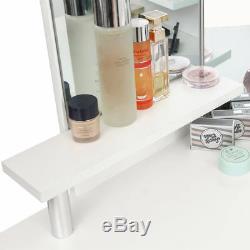 Dressing Table Makeup 5 Drawers Mirror Padded Corner Desk Dresser Bedroom Makika