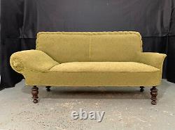 EB1216 Danish Green Patterened Fabric High-Backed Chaise Longue Vintage Lounge