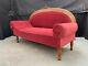 Eb1464 Danish Pink Velour High-backed Chaise Longue Vintage Lounge Seating