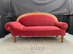 EB1464 Danish Pink Velour High-Backed Chaise Longue Vintage Lounge Seating