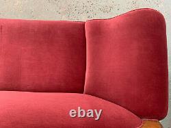 EB1464 Danish Pink Velour High-Backed Chaise Longue Vintage Lounge Seating