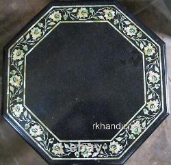 Elegant Design Inlay Work Coffee Table Top Black Marble Center Table 24 Inches
