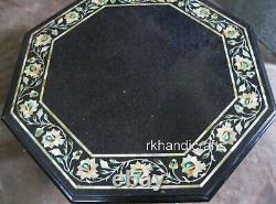 Elegant Design Inlay Work Coffee Table Top Black Marble Center Table 24 Inches