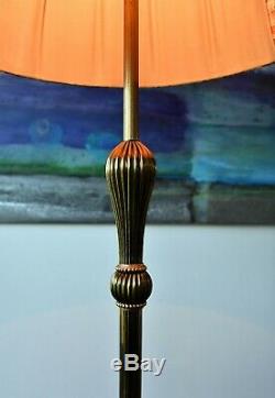 Elegant Vintage French or Italian Brass Ebony Standard Floor Reading Table Lamp