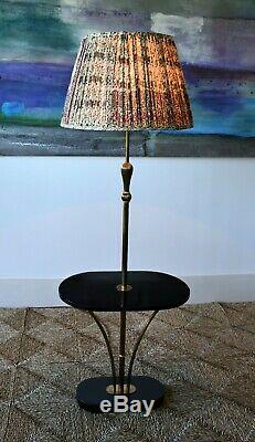 Elegant Vintage French or Italian Brass Ebony Standard Floor Reading Table Lamp
